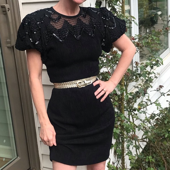 Vintage Dresses & Skirts - Vintage Leslie Faye little black dress size XS